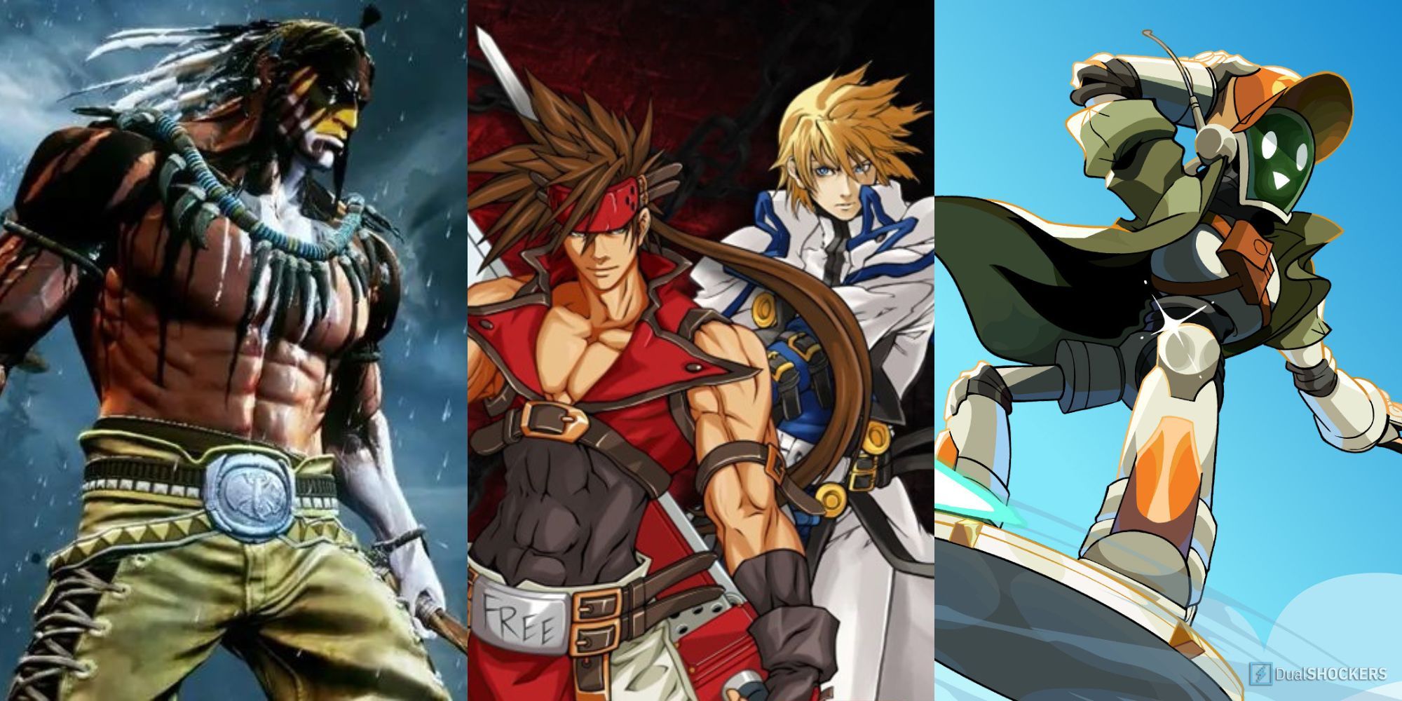 Fighting games feature image featuring Killer Instinct, Brawlhalla, and Guilty Gear