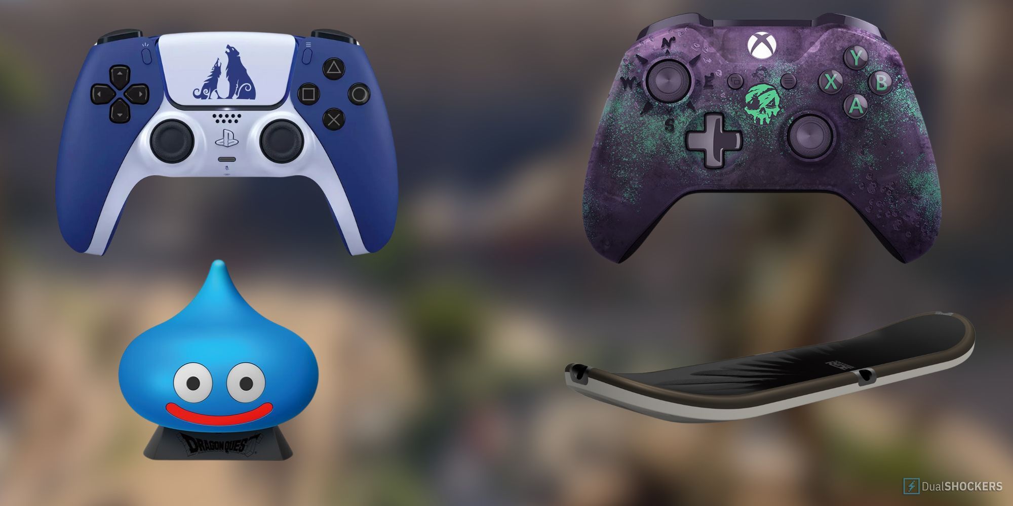Video Game Controllers - God of War, Sea of Thieves, Dragon Quest, and Tony Hawk