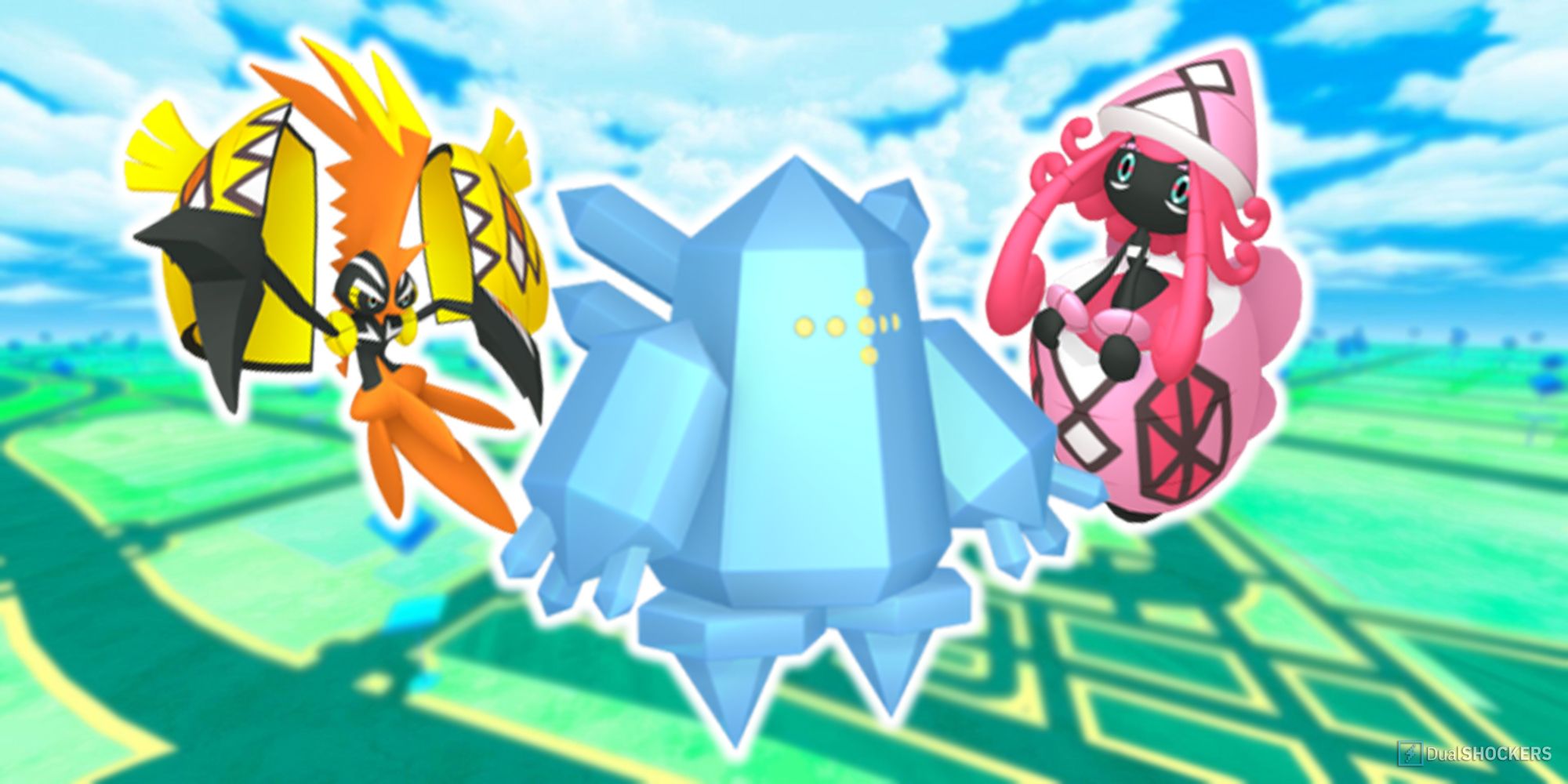 Tapu Koko, Tapu Lele, and Regice in Pokemon GO.