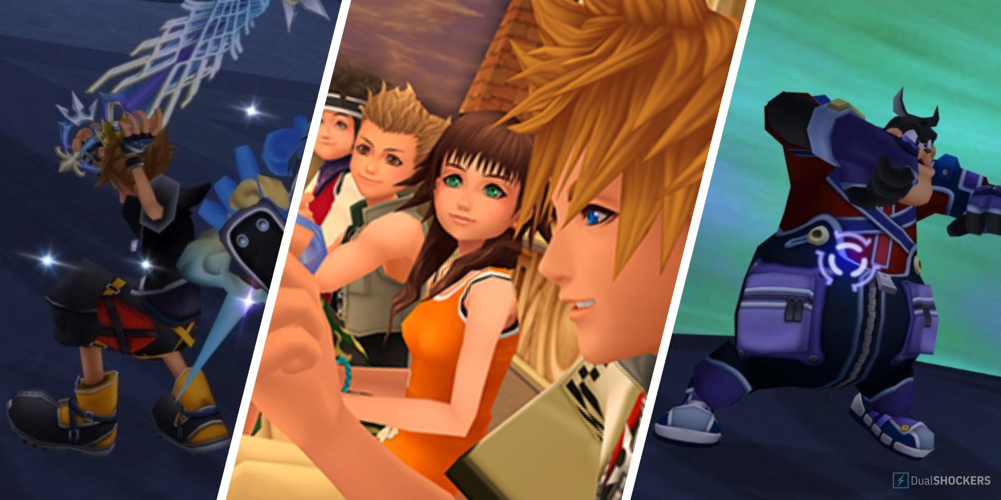 Split Image Kingdom Hearts 2 Roxas On Clocktower With Sora And Pete